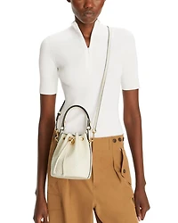 T Monogram Leather Mini Bucket Bag