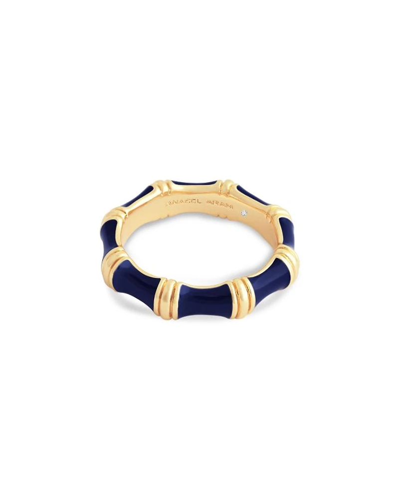 Navy Bamboo Band Ring