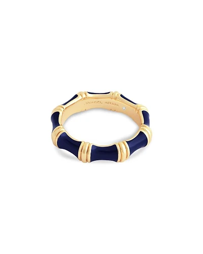 Navy Bamboo Band Ring