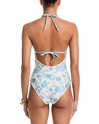 Whipstitch Trim One Piece Swimsuit