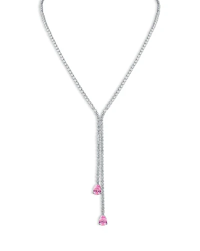 Round & Pear Shaped Cubic Zirconia Lariat Necklace, 16"-19"