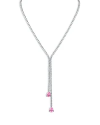 Round & Pear Shaped Cubic Zirconia Lariat Necklace, 16"-19"
