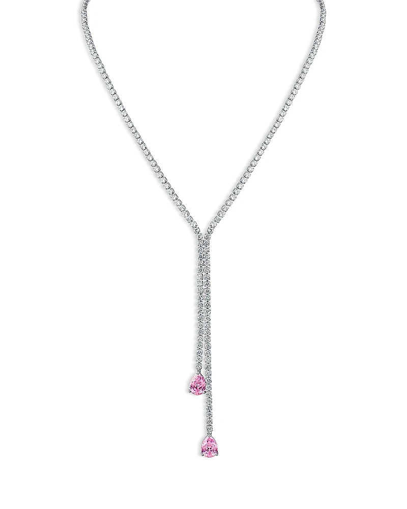 Kenneth Jay Lane Round & Pear Shaped Cubic Zirconia Lariat Necklace, 16-19