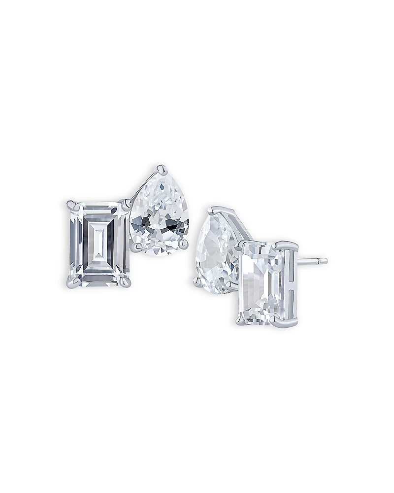 Kenneth Jay Lane Emerald Cut & Pear Shaped Cubic Zirconia Stud Earrings