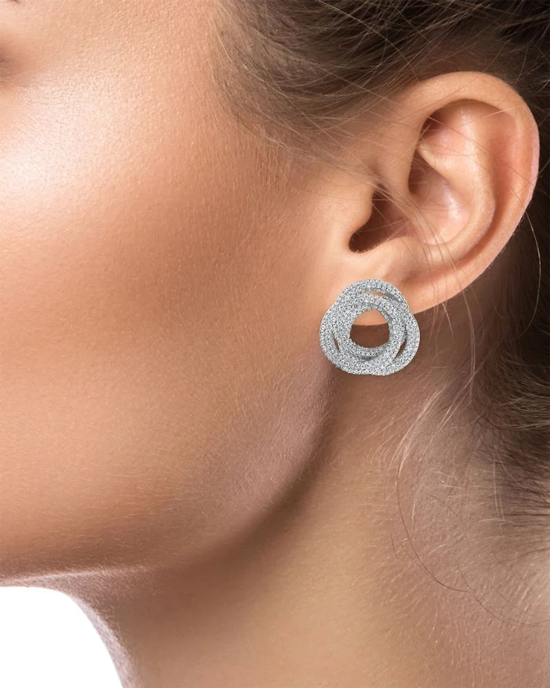 Cubic Zirconia Interlocking Button Earrings