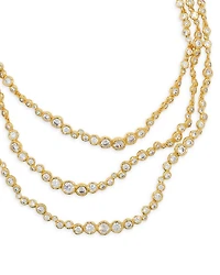Asterales Cubic Zirconia All Around Layered Collar Necklace in 14K Gold Plated, 16"-17"