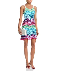 Aqua Rainbow Scallop Hem Crochet Tank Dress - Exclusive