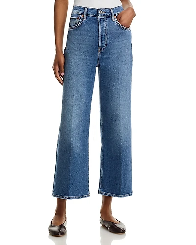 Re/Done High Rise Wide Leg Cropped Jeans