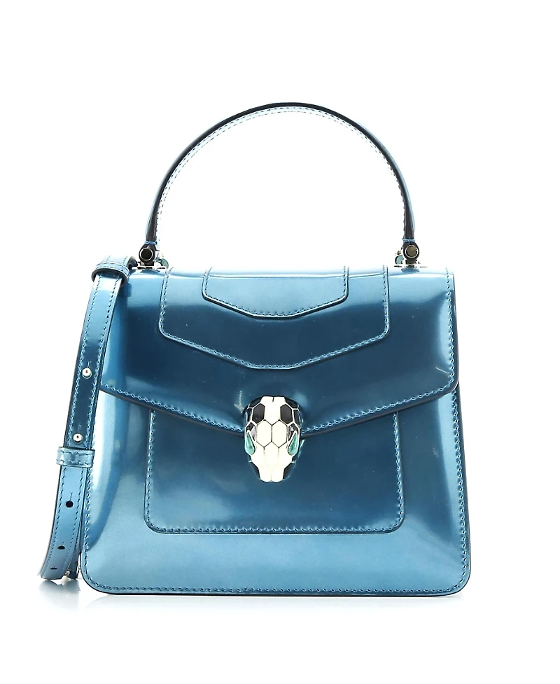 Pre-Owned Bvlgari Small Serpenti Forever Square Shoulder Bag Metallic Leather