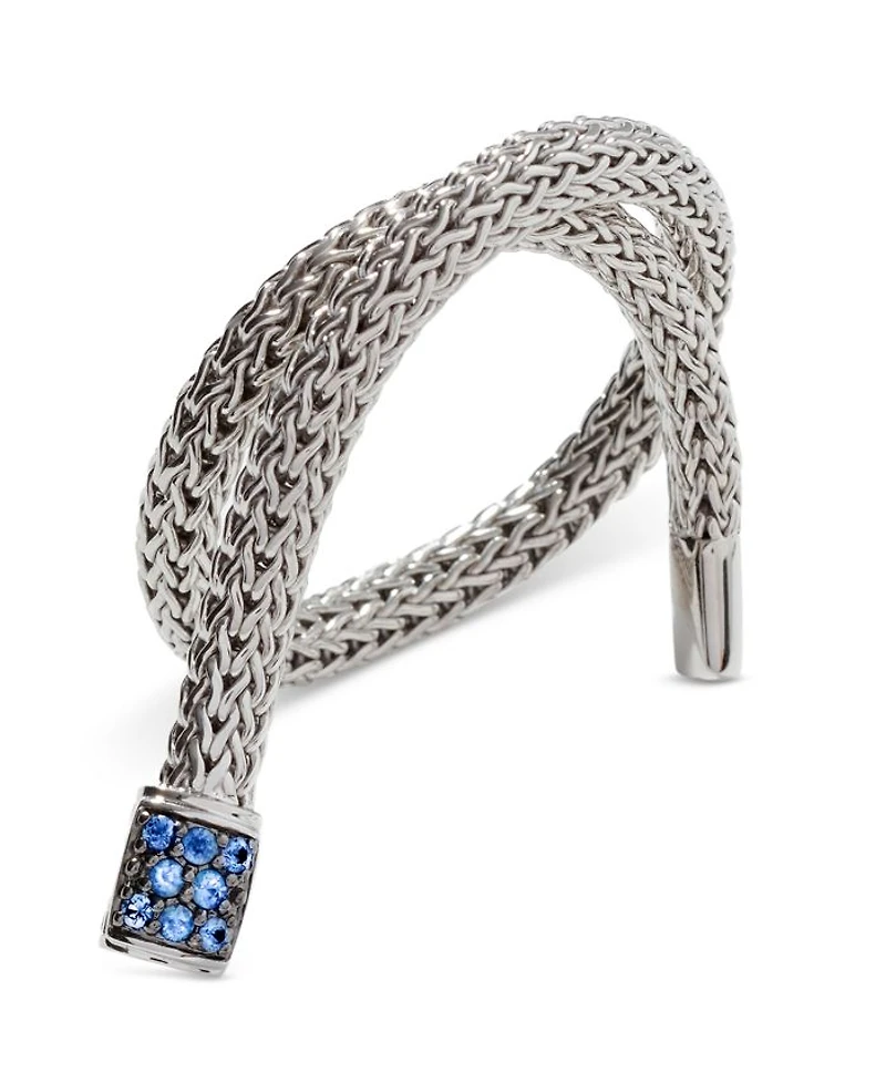 Classic Chain Sterling Silver Lava Bracelet with Blue Sapphire