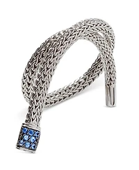 Classic Chain Sterling Silver Lava Bracelet with Blue Sapphire