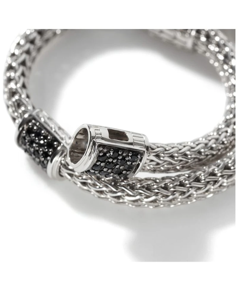 Sterling Silver Icon Bracelet with Pavé Black Sapphires, 5mm