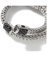 Sterling Silver Icon Bracelet with Pavé Black Sapphires, 5mm