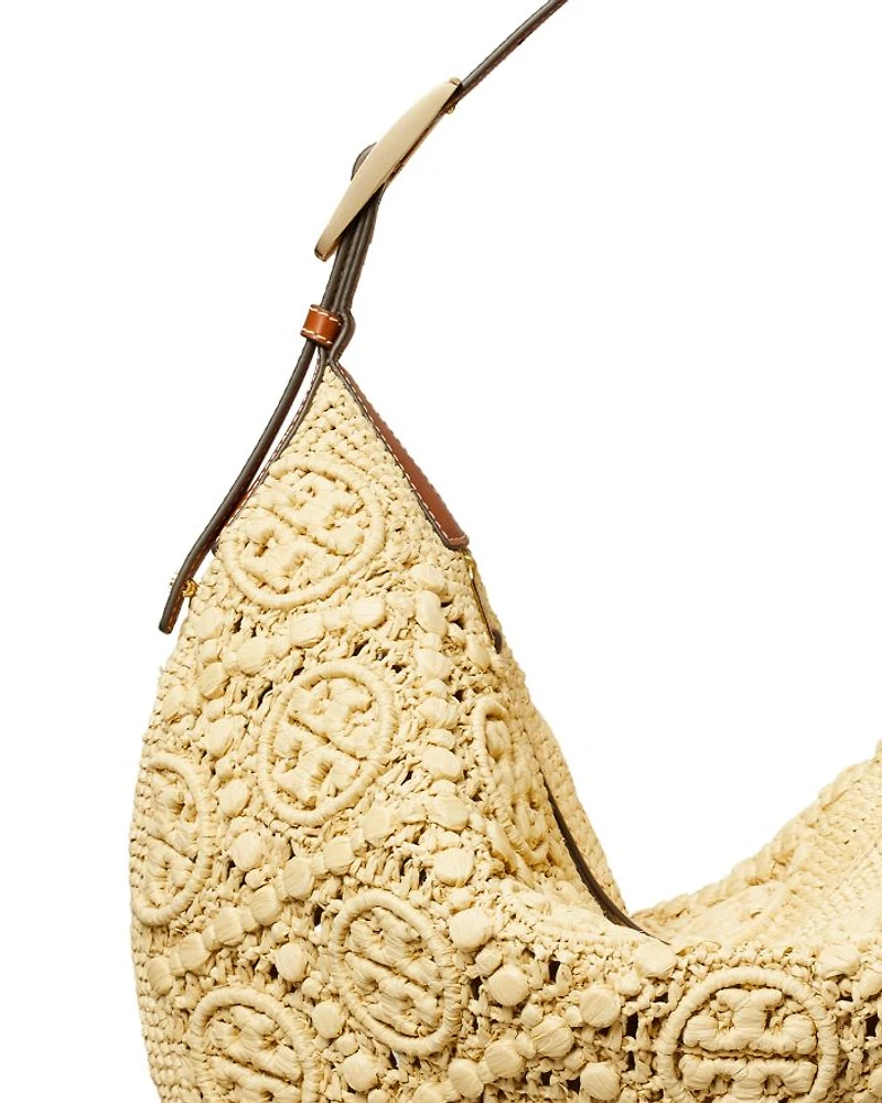 T Monogram Raffia Balloon Bag