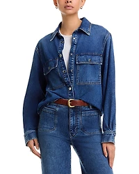 Frame The Long Sleeve Hi Low Denim Shirt