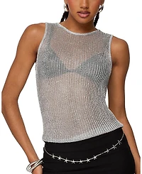 Edikted Amalya Shiny Sheer Knit Top
