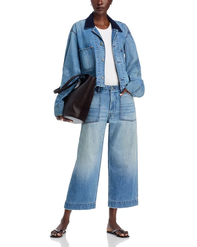 Georgia High Rise Cropped Wide Leg Jeans Galton Indigo