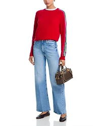 Cashmere Rainbow Athletic Stripe Sweater - Exclusive