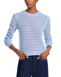 Aqua 100% Cashmere Openwork Crewneck Sweater - Exclusive