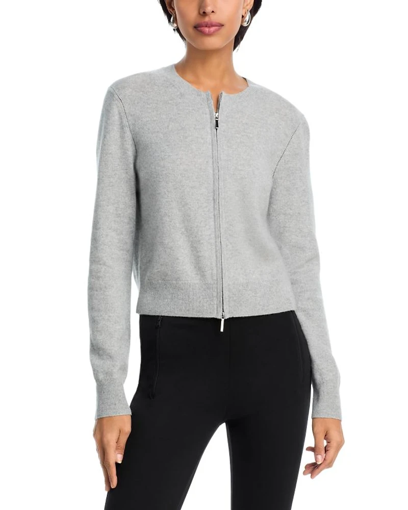 Full Zip Cashmere Crewneck Cardigan - Exclusive