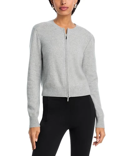 Full Zip Cashmere Crewneck Cardigan - Exclusive