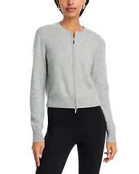 Full Zip Cashmere Crewneck Cardigan - Exclusive