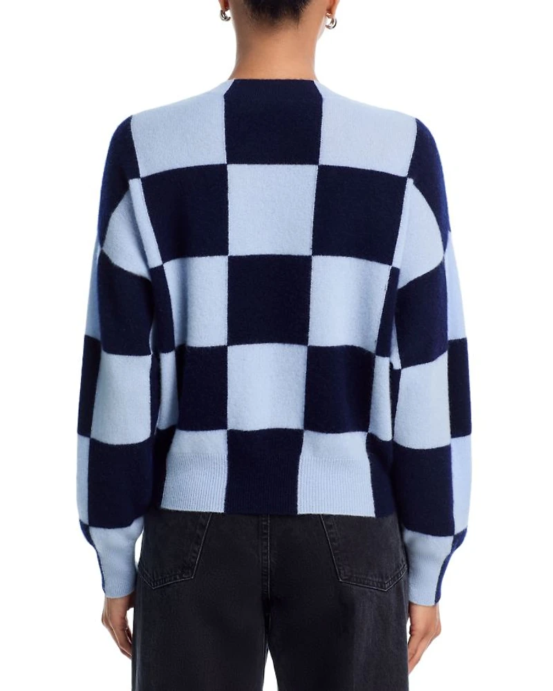Check Pattern Brushed Cashmere Sweater - Exclusive