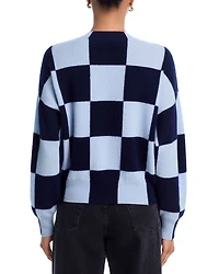 Check Pattern Brushed Cashmere Sweater - Exclusive
