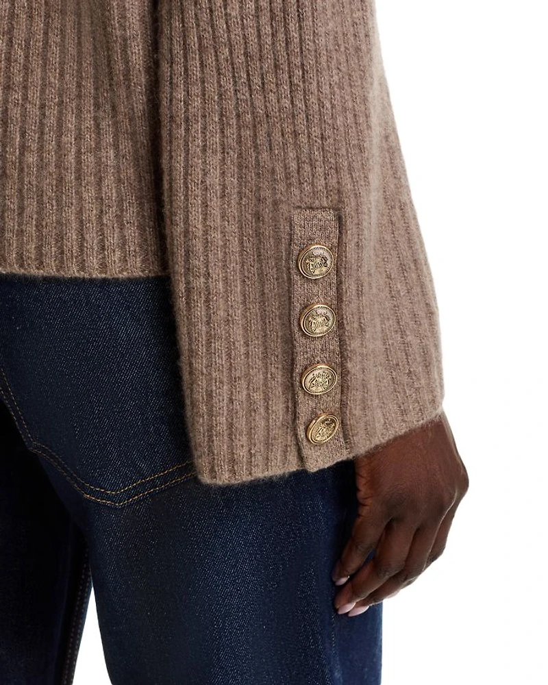 Rib Knit Bell Sleeve Turtleneck Sweater - Exclusive
