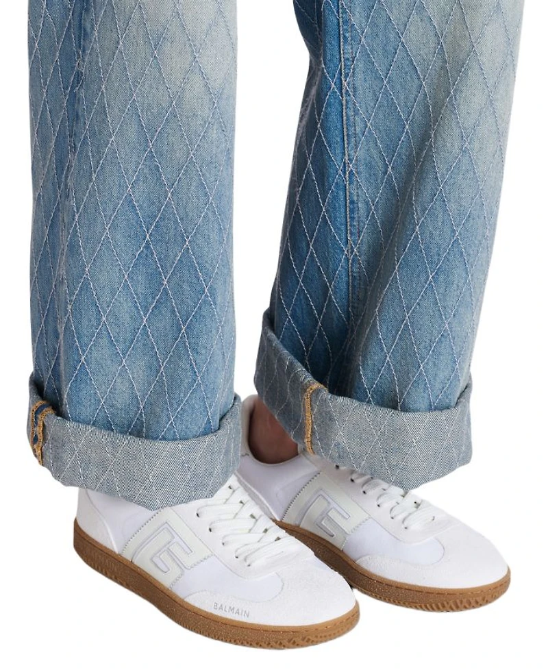 Women's Leather and Canvas Swan Trainers