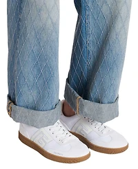 Women's Leather and Canvas Swan Trainers