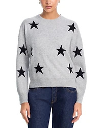 Aqua 100% Cashmere Star Crewneck Sweater - Exclusive