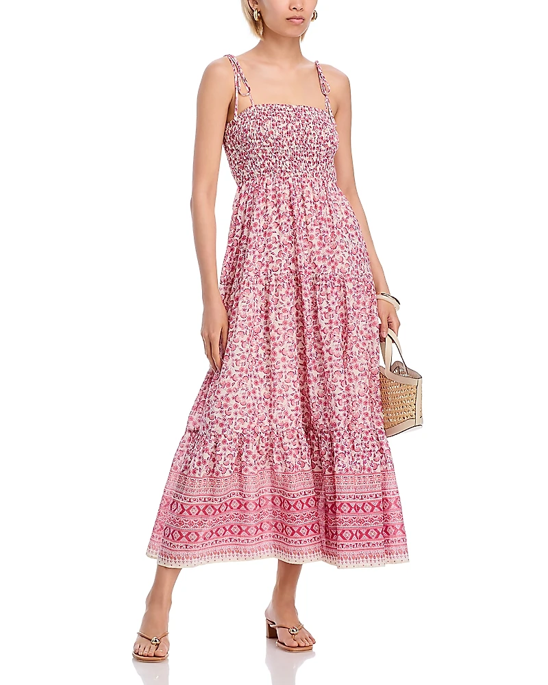 Aqua Border Smocked Maxi Dress - Exclusive