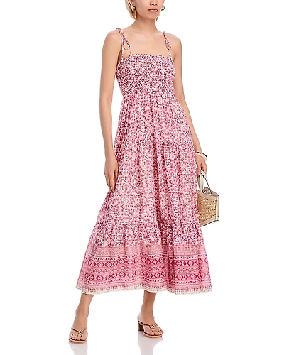 Aqua Border Smocked Maxi Dress - Exclusive