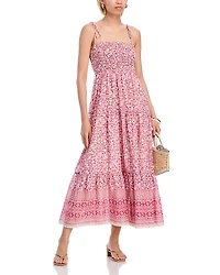 Aqua Border Smocked Maxi Dress - Exclusive