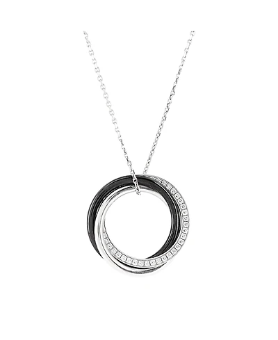 Pre-Owned Cartier Small Trinity Pendant Necklace 18K White Gold with Diamonds and Ceramic