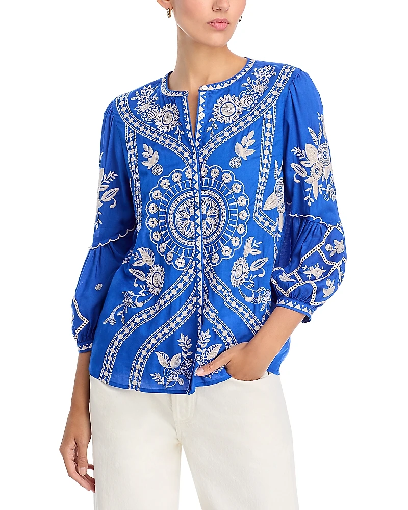 Johnny Was Scallop Sleeve Blouse