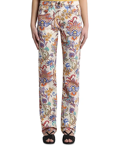 Etro Printed High Rise Straight Jeans