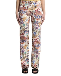 Etro Printed High Rise Straight Jeans