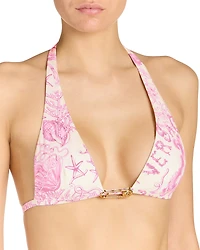 Versace Barocco Safety Pin Halter Bikini Top