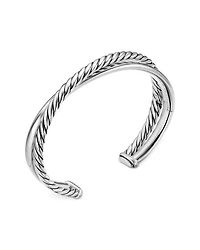 Crossover Two Row Cuff Bracelet in Sterling Silver, 10.7mm
