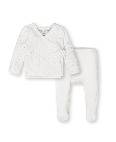 Unisex Organic Long Sleeve Pointelle Wrap Sweater & Footed Legging Set - Baby