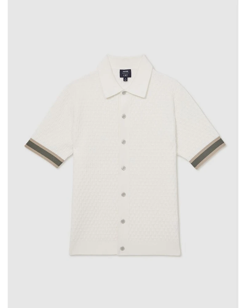 CHE Silva Textured Contrast Trim Short Sleeve Shirt