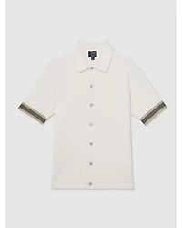 CHE Silva Textured Contrast Trim Short Sleeve Shirt