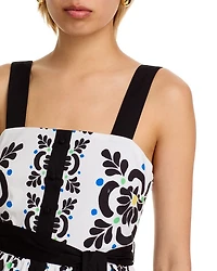 Printed Square Neck Midi Dress