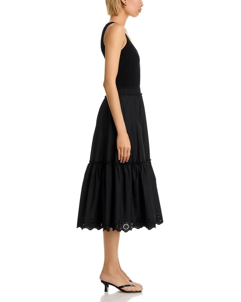 Sleeveless Mixed Media Midi Dress