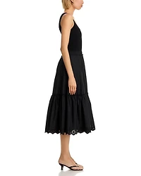 Sleeveless Mixed Media Midi Dress