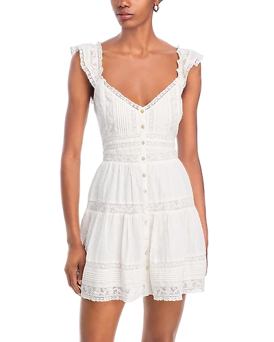 LoveShackFancy Rietta Lace Trim Dress