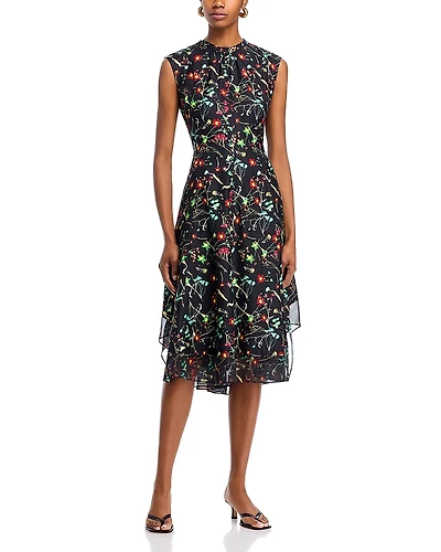 3.1 Phillip Lim Bliss Silk Floral Chiffon Hem Dress