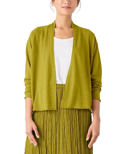Linen Cotton Jersey High Collar Cardigan